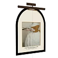 Arch Shaped Framed Wall Art Featuring Woman in White Dress with Tray