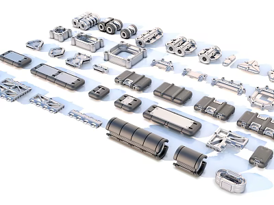 Industrial Equipment Assorted Metal Components And Mechanical Parts Collection For Machinery 3d model