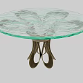Modern Round Coffee Table With Glass Top And Curved Metal Base