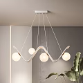 Modern Wave Shaped Chandelier With White Frame And Spherical Bulbs In Minimalist Interior
