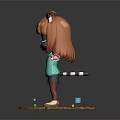Cute Cartoon Character With Orange Hair Wearing Glasses Turquoise Top And Green Platform HOLO Text