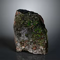 Unique Natural Rustic Stone Featuring Green Moss And Textured Organic Surface
