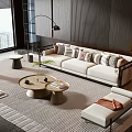 Modern Living Room Sofa Coffee Table Set With Cushions City View Floor Lamp And Rug
