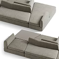 Comfortable Modern Gray Sectional Sofa Featuring Soft Fabric And Spacious Seating 3d model