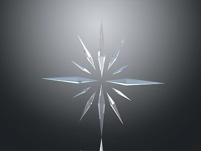 Modern Transparent Crystal Star Shaped Furniture Decor With Radiating Spikes And Dark Backdrop 3d model