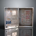 Industrial Style Metal Storage Cabinet With Open Door And Red Button Details
