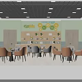 Classroom Interior Design With Wooden Walls Green Decor Tree Art And Study Tables