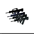 Tactical Assault Rifles With Custom Colorful Skins And Skull Graphics Design