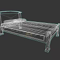 Classic Wooden Frame Double Bed With Upholstered Headboard And Patterned Mattress 3d model