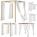 Elegant White Bed Canopy Design With Wooden Frame And Hanging Curtain