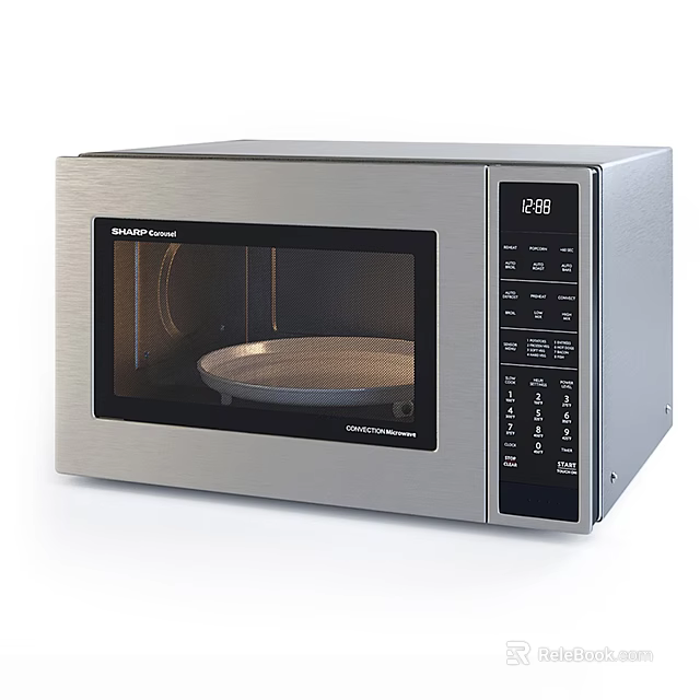 Stainless Steel Microwave Oven With Digital Control Panel And Turntable For Kitchen 3d model 