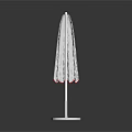 Elegant White Outdoor Umbrella With Red Trim And Round Base Stand