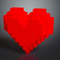 Red Heart Shaped Building Blocks Composed Of 3D Cubes With Reflective Surface 3d model
