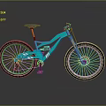 Teal Bicycle Modern Design With Yellow Fork Black Tires And White Accents