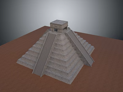 Ancient Step Pyramid Structure With Stone Stairs And Top Temple Design 3d model