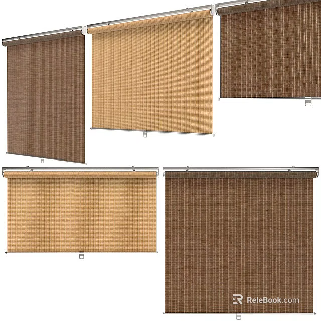 Stylish Woven Texture Roller Curtains in Different Brown and Beige Tones for Home Decor 3d model 