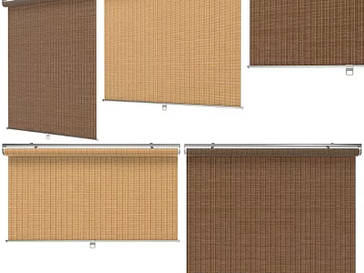 Stylish Woven Texture Roller Curtains in Different Brown and Beige Tones for Home Decor 3d model