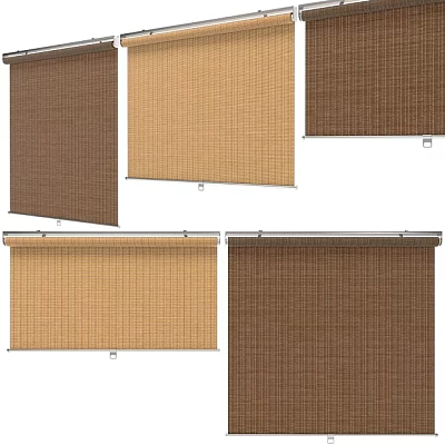 Stylish Woven Texture Roller Curtains in Different Brown and Beige Tones for Home Decor 3d model