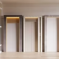 Modern Elevator Doors Design With Marble Panels And Recessed Lighting In Contemporary Hallway