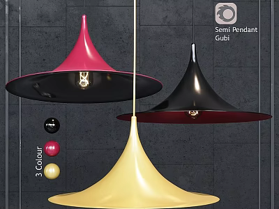 Gubi Semini Pendant Light with Three Colors for Modern Interior Design 3d model