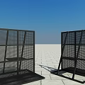 Black Metal Grid Fence Outdoor Structure With Modern Design And Open Pattern