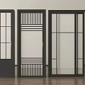 Modern Interior Doors With Black Frames Glass Panels And Geometric Patterns 3d model