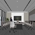 Meeting Room Conference Table Background Wall Small Conference Table 3d model