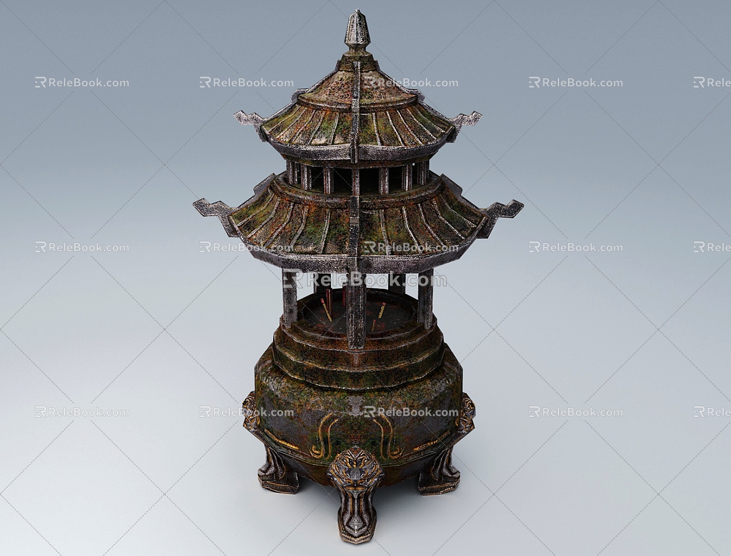 Incense burner, tripod stove, stove, religious worship, ancient temple of Shangxiang 3d model