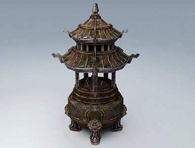 Incense burner, tripod stove, stove, religious worship, ancient temple of Shangxiang 3d model