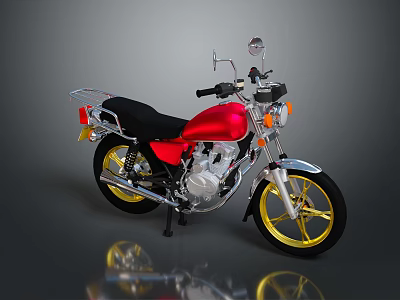 Stylish Red Motorcycle With Black Seat Yellow Wheels And Silver Parts 3d model