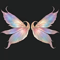Delicate Vibrant Iridescent Fairy Wings With Colorful Gradient On Black Background