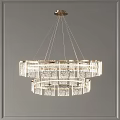 Modern Double Layer Crystal Chandelier With Intricate Patterns And Illuminated Design 3d model