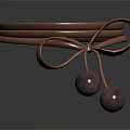 Stylish Multi Layered Brown Ribbon Bracelet With Tied Bow And Purple Spherical Pendants