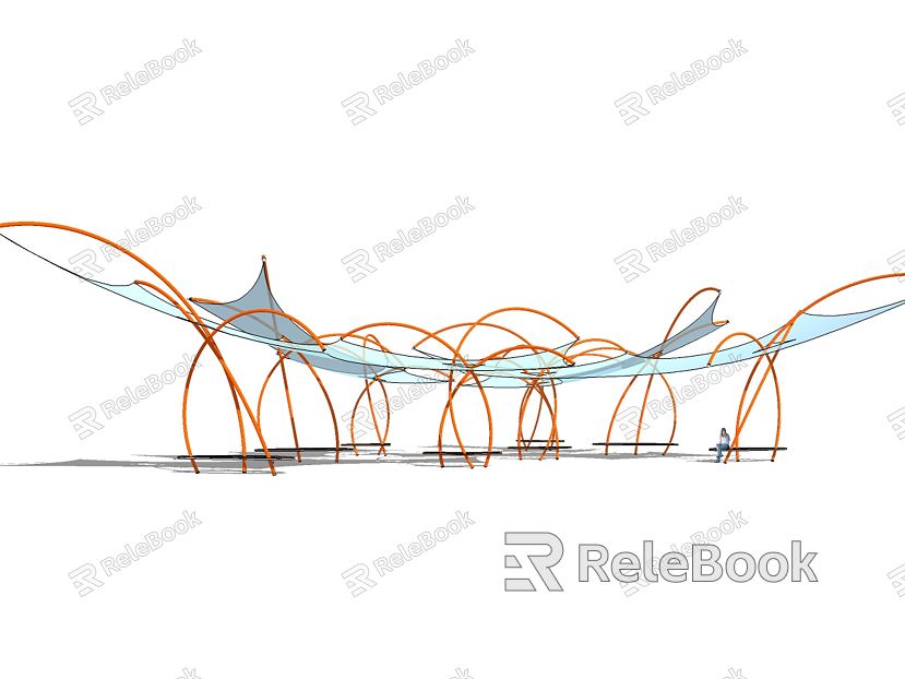 Modern tensioned membrane pavilion special-shaped creative landscape structure model