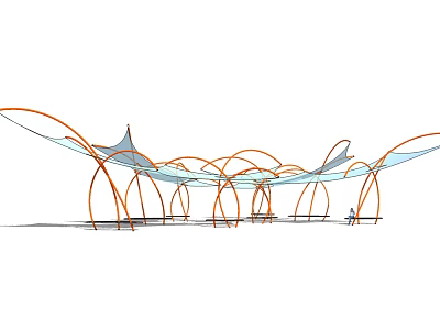 Modern tensioned membrane pavilion special-shaped creative landscape structure 3d model