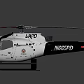 White and Black Helicopter with Red and White Striped Rotors and Tail Number N952DP