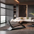Modern Living Room Design With L shaped Sofa Throw Pillows Round Coffee Table And Fern Plant