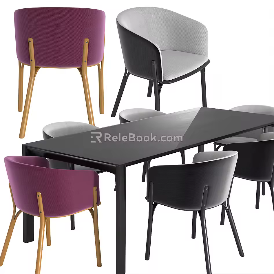 Dining table and chair combination 3d model