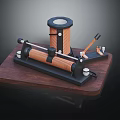 Electromagnetic Experiment Apparatus with Wooden Base Horizontal and Vertical Coils and Metal Rod Components