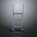Blue Metal Step Ladder With Wheels And Rustic Industrial Design Elements 3d model