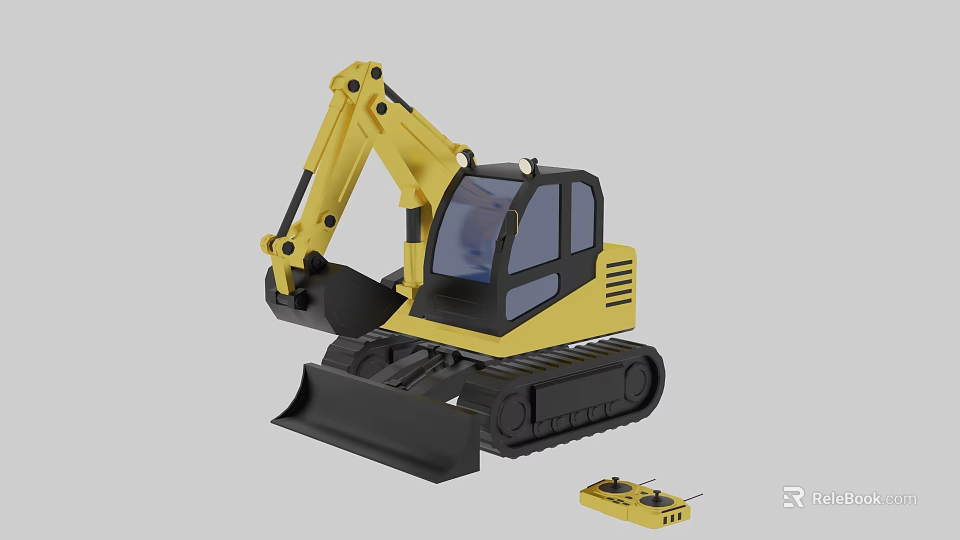 Yellow Electric Toy Excavator Remote Control Construction Vehicle for Kids Play 3d model 