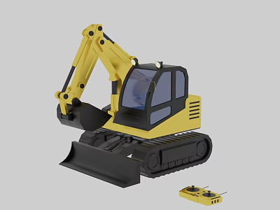 Yellow Electric Toy Excavator Remote Control Construction Vehicle for Kids Play 3d model