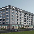 Upscale Hotel Ground Floor Modern Shopping Mall Retail Shops Exterior View