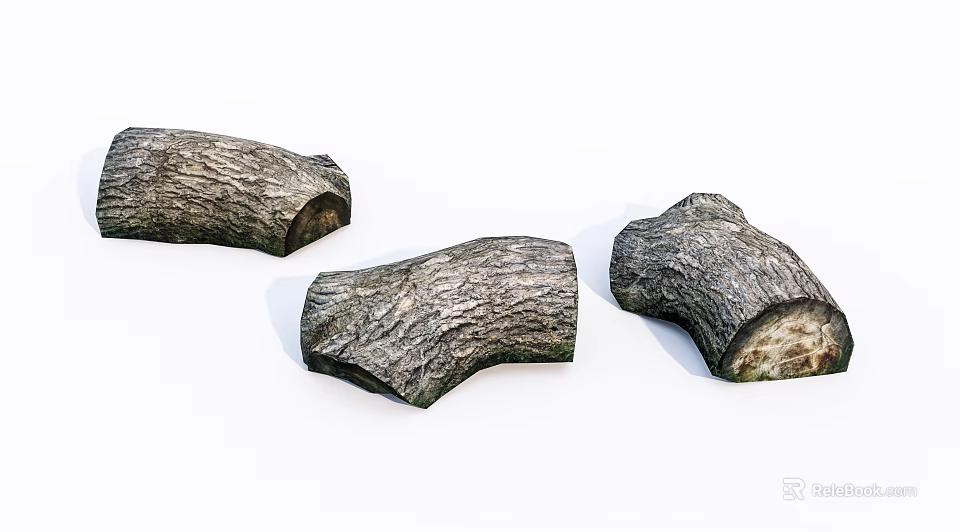 Natural Stone And Wood Pieces With Rustic Texture For Decorative Use 3d model 