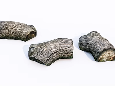 Natural Stone And Wood Pieces With Rustic Texture For Decorative Use 3d model