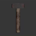 Vintage Style Hammer With Red Black Head And Wooden Handle As Weapon
