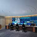 Modern Monitoring Room With Multiple Screens Control Desks And Real Time Data Displays