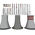 Industrial Manufacturing Equipment Featuring White Gray Red Stripe Towers And Pipes
