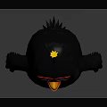 3D Character Black Bird Featuring Red Eyebrows Yellow Beak Orange Claws and Angry Expression 3d model