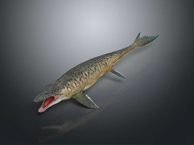 Realistic 3D Model of Prehistoric Fish With Open Mouth and Striped Body 3d model